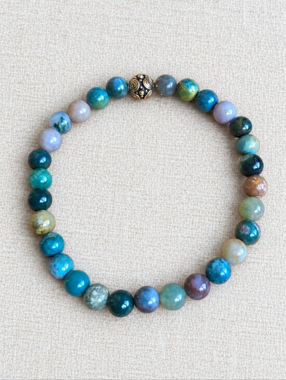 Fancy Jasper Gemstone Bead Stretch Bracelet | Handmade | 6mm